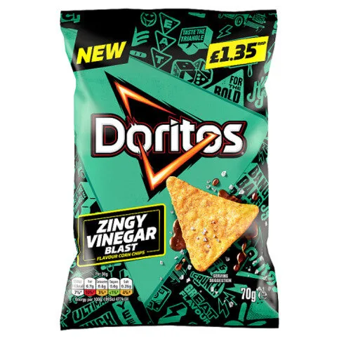 Doritos Salt & Vinegar Tortilla Chips Crisps 70g