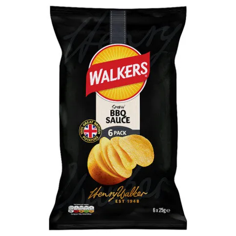 Walkers BBQ Sauce Multipack Crisps 6x25g