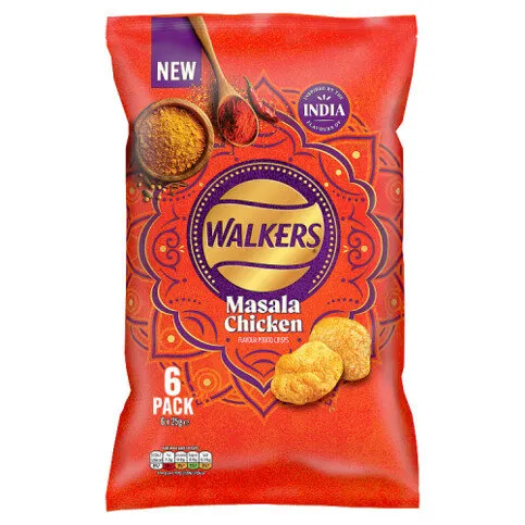 Walkers Crisps Masala Chicken Flavour Multipack 6x25g