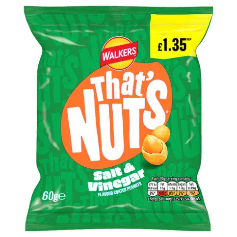 That’s Nuts Walkers Salt & Vinegar Coated Peanuts 60g PMP RRP £1.35