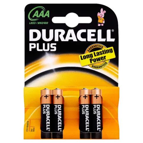 Duracell Plus AAA 1.5V Alkaline Batteries x 4