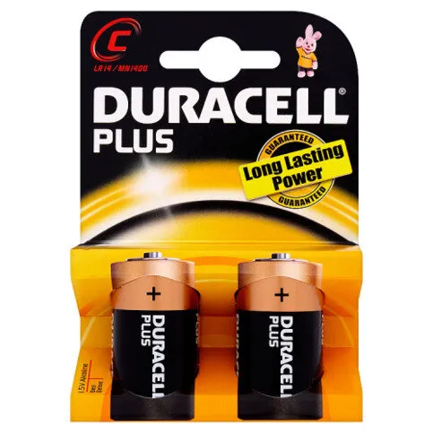 Duracell Plus C 1.5V Alkaline Batteries x 2