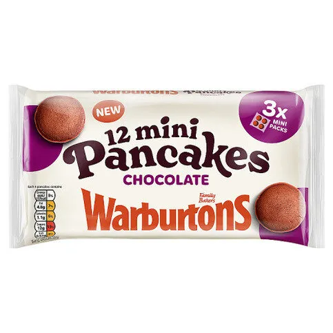 Warburtons 12 Mini Pancakes Chocolate 144g