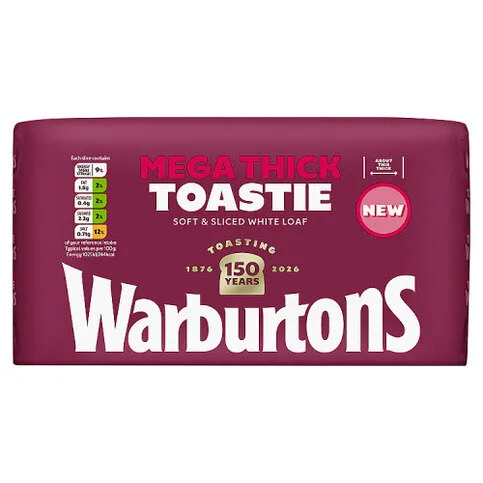 Warburtons Mega Thick Toastie Soft & Sliced White Loaf 800g