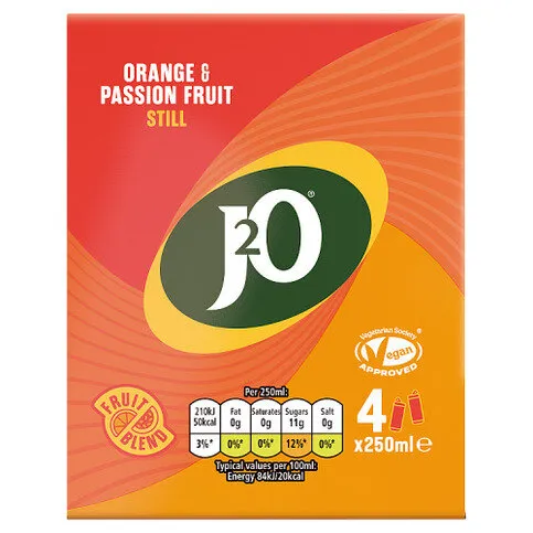J2O Orange & Passion Fruit Still 4 x 250ml