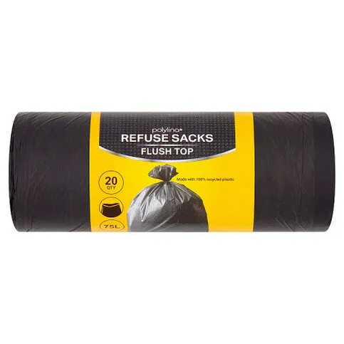 Polylina 20 Refuse Sacks Flush Top 75L