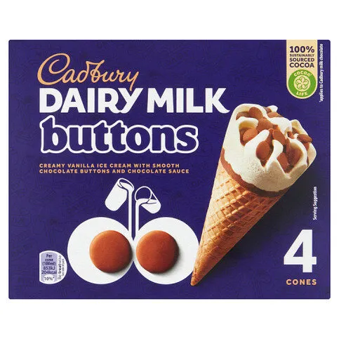 Cadbury Dairy Milk Buttons  Ice Cream 4 x 100ml (400ml)