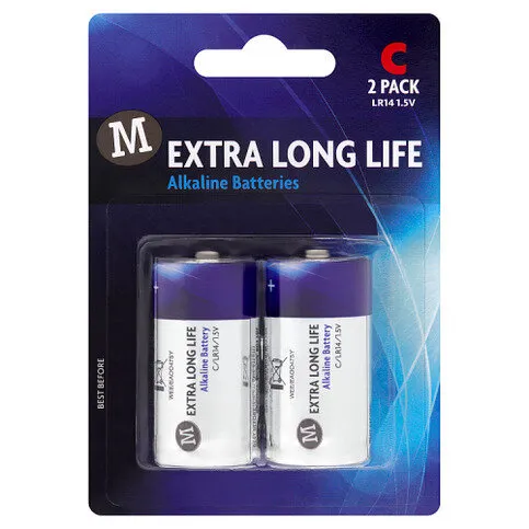 Morrisons Extra Long Life Alkaline Batteries C 2 Pack