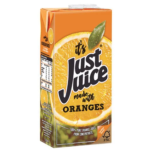 Just Juice 100% Pure Orange Juice From Concentrate 1L