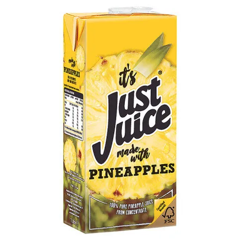 Just Juice 100% Pure Pineapples Juice From Concentrate 1 Litre