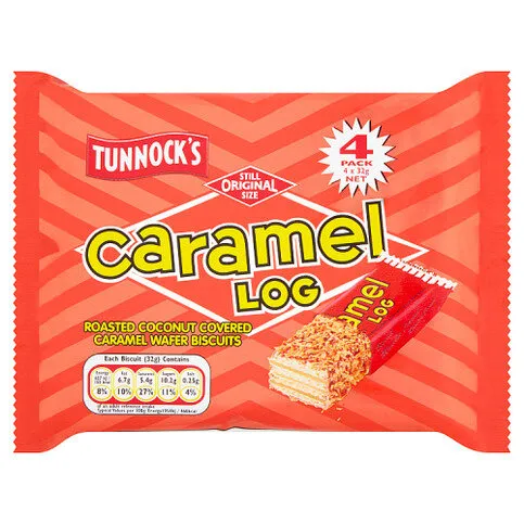 Tunnock's Caramel Log Wafer Biscuits 4 x 32g