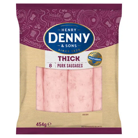 Henry Denny & Sons 6 Thick Pork Sausages 454g