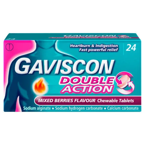 Gaviscon Double Action Mixed Berries Flavour 24 Chewable Tablets
