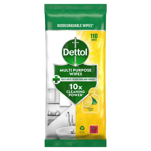 Dettol 110 Multi Purpose Wipes Citrus Zest