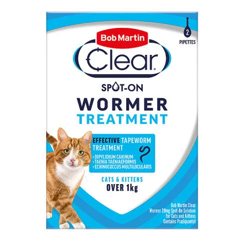 Bob Martin Wormer Spot-On Solution for Cats & Kittens Praziquantel 20mg 2 x 0.5ml
