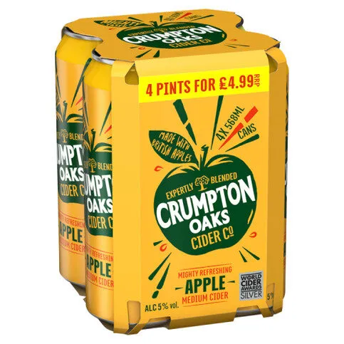 Crumpton Oaks Cider Co Mighty Refreshing Apple Medium Cider 4 Pints/4 x 568ml