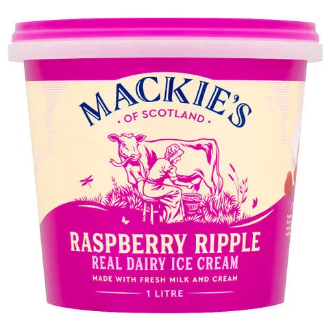 Mackie's of Scotland Raspberry Ripple Real Dairy Ice Cream 1 Litre