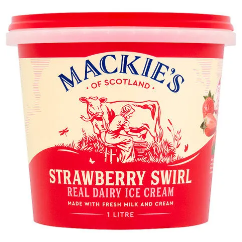 Mackie's of Scotland Strawberry Swirl Real Dairy Ice Cream 1 Litre