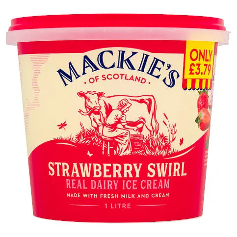 Mackie's of Scotland Strawberry Swirl Real Dairy Ice Cream 1 Litre