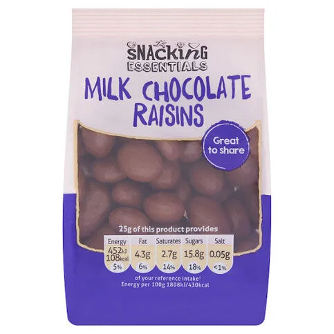 Snacking Essentials Milk Chocolate Raisins 100g