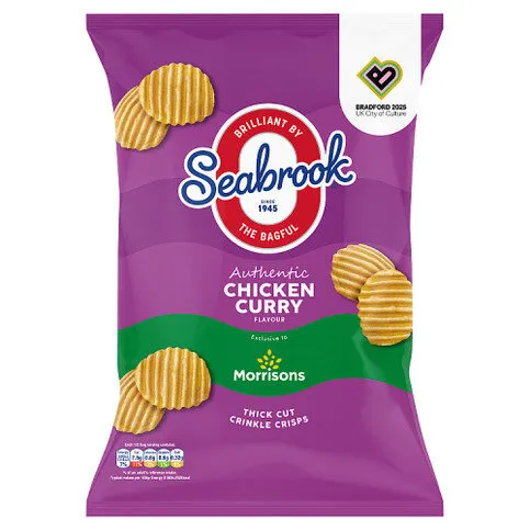 Seabrook Authentic Chicken Curry Flavour Thick Cut Crinkle Crisps 125g
