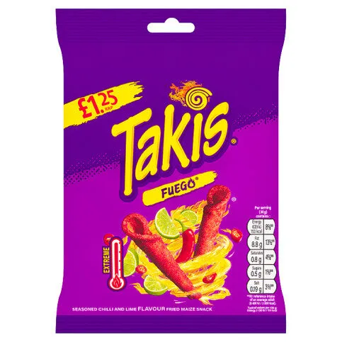 Takis Fuego Seasoned Chilli And Lime Flavour Fried Maize Snack 55g