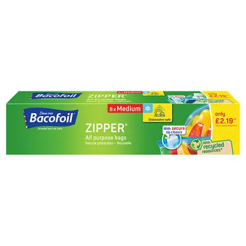Bacofoil Zipper 8 Medium All Purpose Bags 