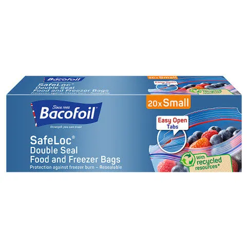 Bacofoil SafeLoc 20 Double Seal Food and Freezer Bags Small