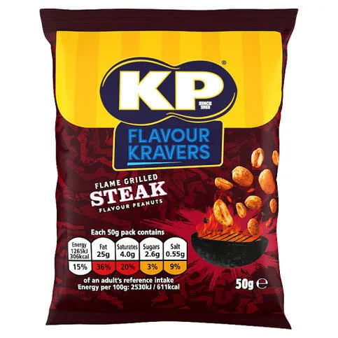 KP Flavour Kravers Flame Grilled Steak Flavour Peanuts 50g