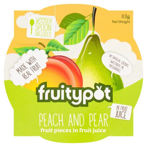 FruityPot Peach and Pear in Fruit Juice 113g