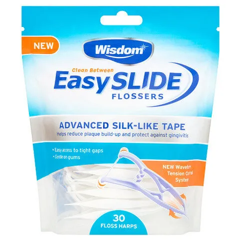 Wisdom Clean Between Easy Slide Flossers 30 Floss Harps