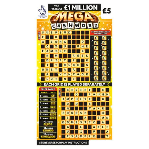 National Lottery £5 £1,000,000 Mega Cashword Scratchcard Game