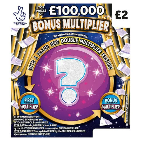 National Lottery £2 £100,000 Bonus Multiplier Scratchcard Game
