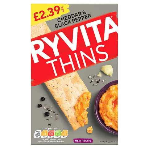 Ryvita Thins Cheddar & Black Pepper 125g