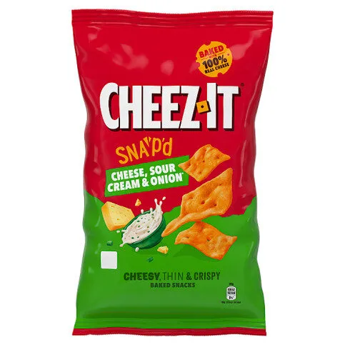 Cheez-It Snap'd Cheese, Sour Cream & Onion Baked Snacks 4 x 30g (120g)