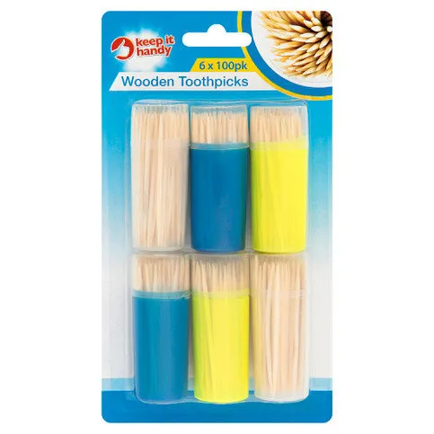 Keep It Handy Wooden Toothpicks 6 x 100 Pack