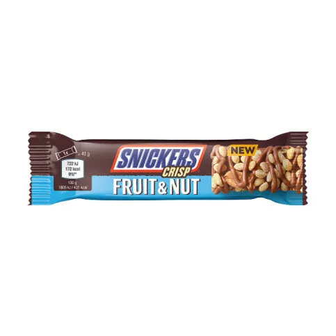 Snickers Crisp Fruit & Nut Milk Chocolate Snack Bar, 40g