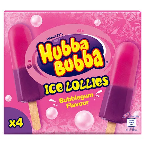 Hubba Bubba Bubblegum Ice Lollies 4 x 50g
