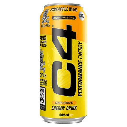 C4 Pineapple Head Zero Sugars Explosive Performance Energy Drink 500ml