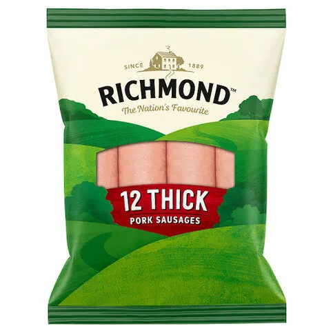 Richmond 12 Thick Pork Sausages 615g