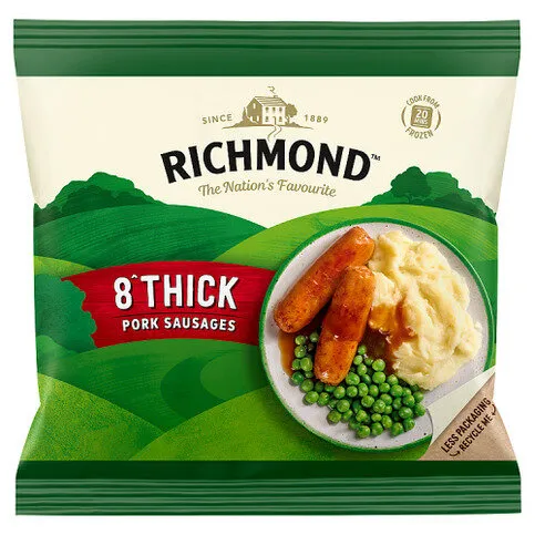 Richmond 8 Thick Pork Sausages 344g