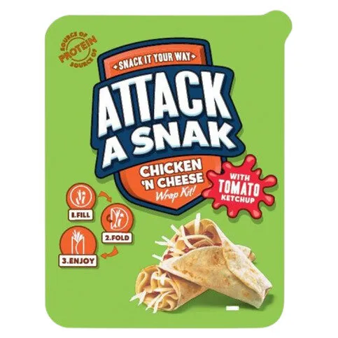 Attack a Snak Chicken 'n Cheese Wrap Kit with Tomato Ketchup 86g