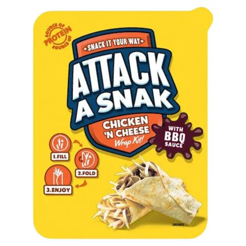 Attack a Snak Chicken 'n Cheese Wrap Kit with BBQ Sauce 86g