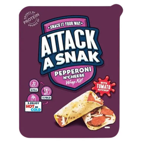 Attack a Snak Pepperoni N'Cheese Wrap Kit with Tomato Ketchup 83g