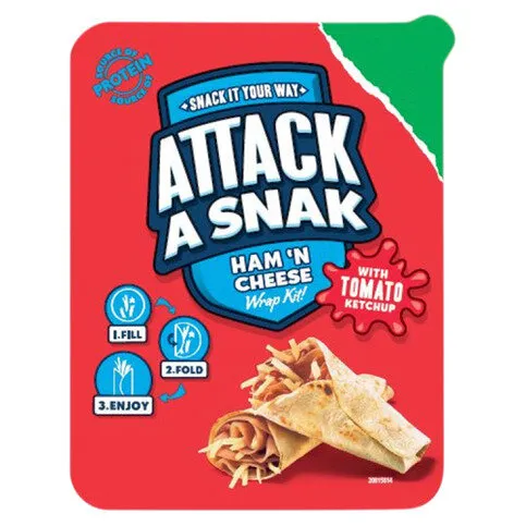 Attack a Snak Ham 'N Cheese Wrap Kit with Tomato Ketchup 86g
