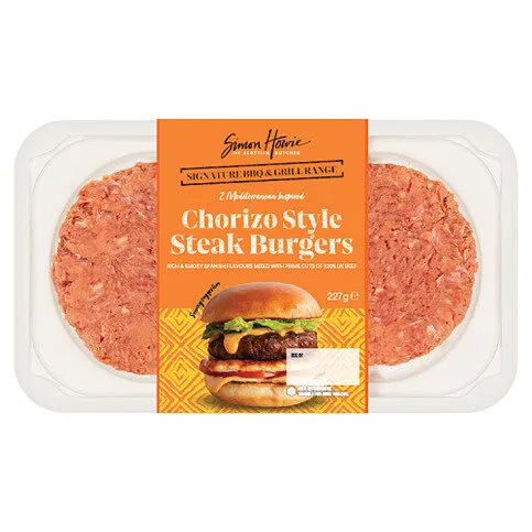 Simon Howie 2 Chorizo Style Steak Burgers 227g