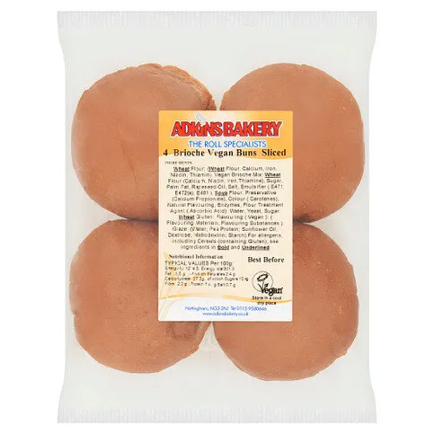Adkins Bakery 4 Brioche Vegan Buns Sliced