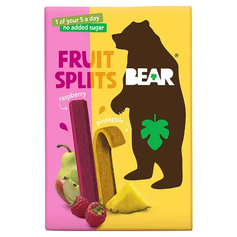 Bear 5 Fruit Splits Raspberry Pineapple 100g