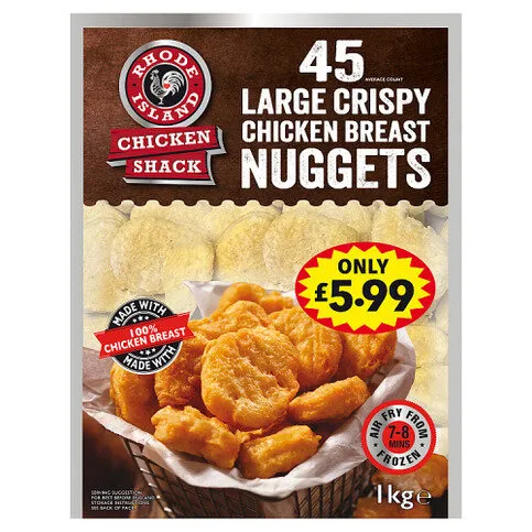 Rhode Island 45 Large Crispy Chicken Breast Nuggets 1kg
