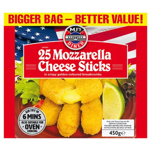 MJs Diner 25 Mozzarella Cheese Sticks 450g